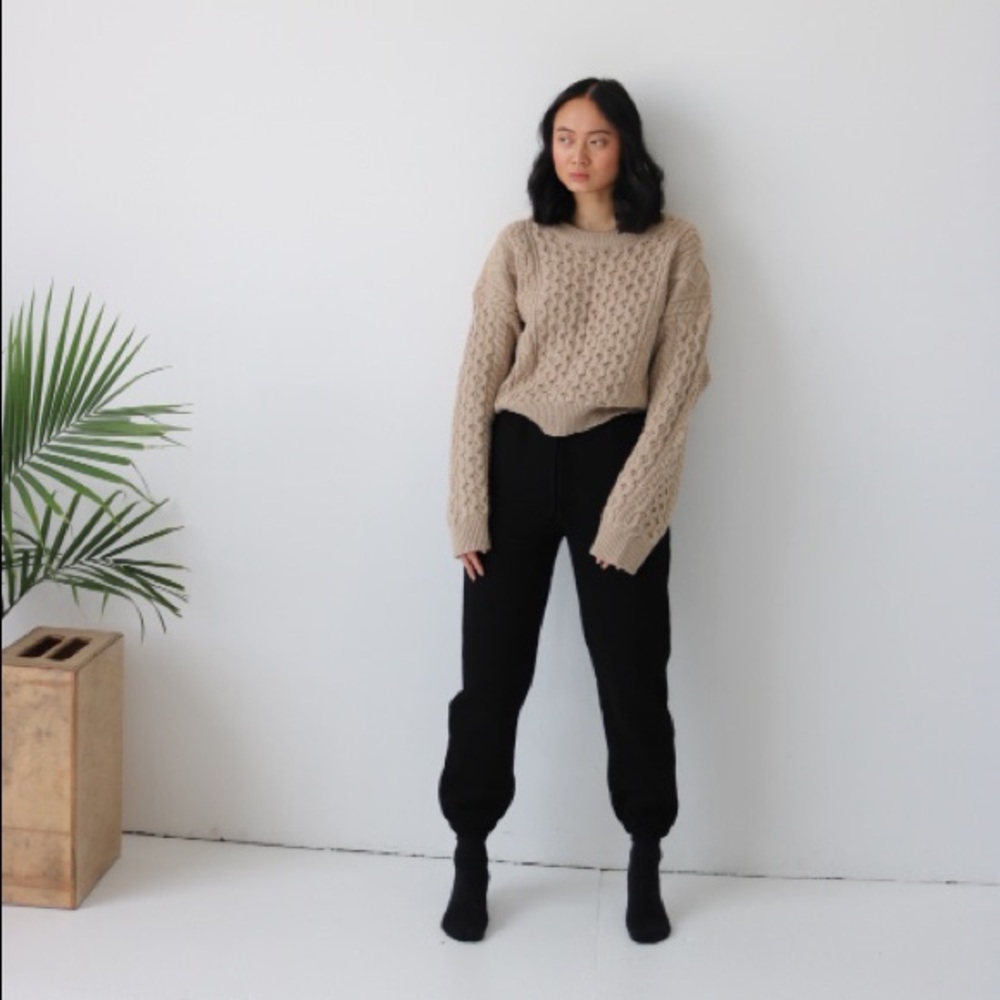 Tan Chunky Knit Open Back Sweater - Picture 8 of 10